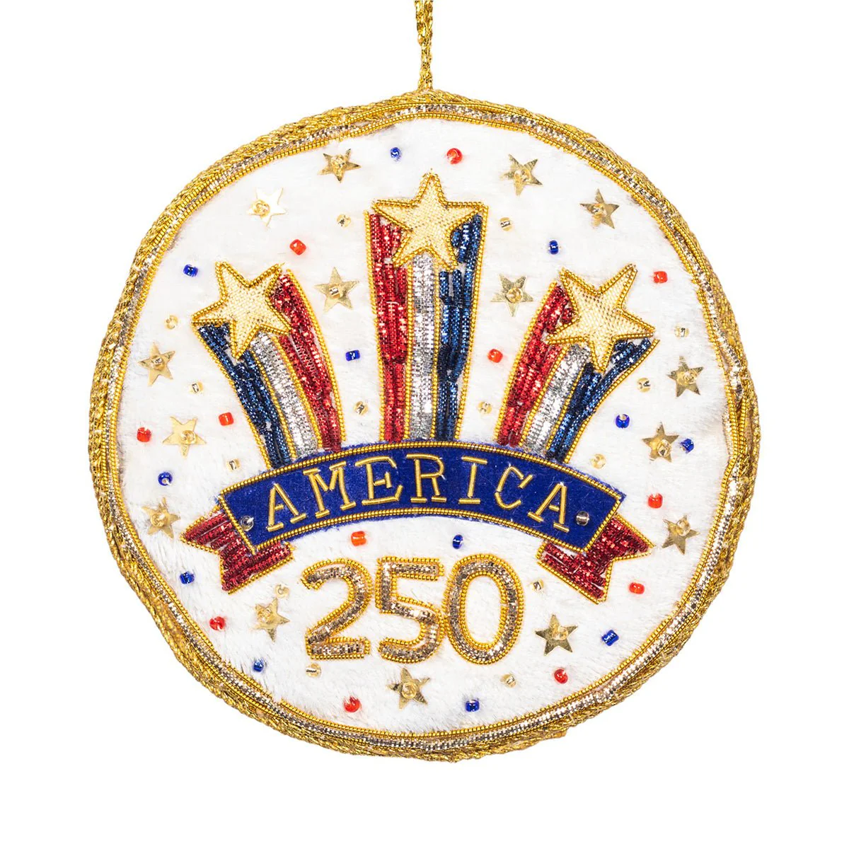 America 250th Star Embroidered Ornament