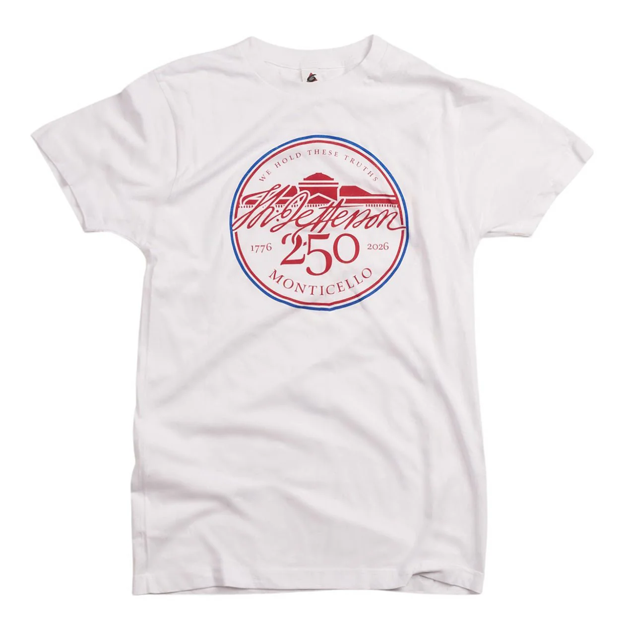 250th Anniversary Patriotic T-Shirt – Red, White & Blue Monticello Tee - Image 3