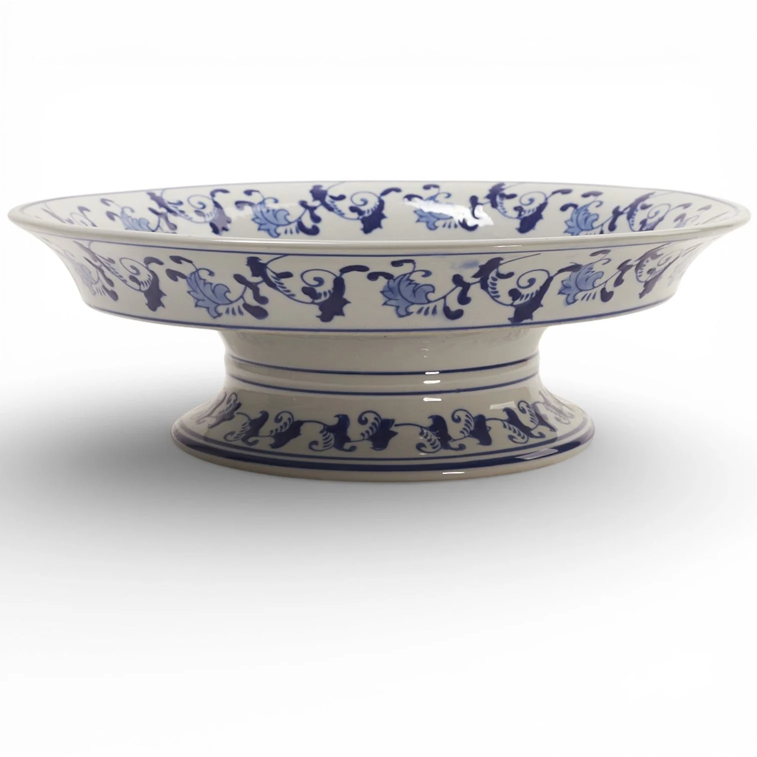 Blue & White Pedestal Plate - Image 2