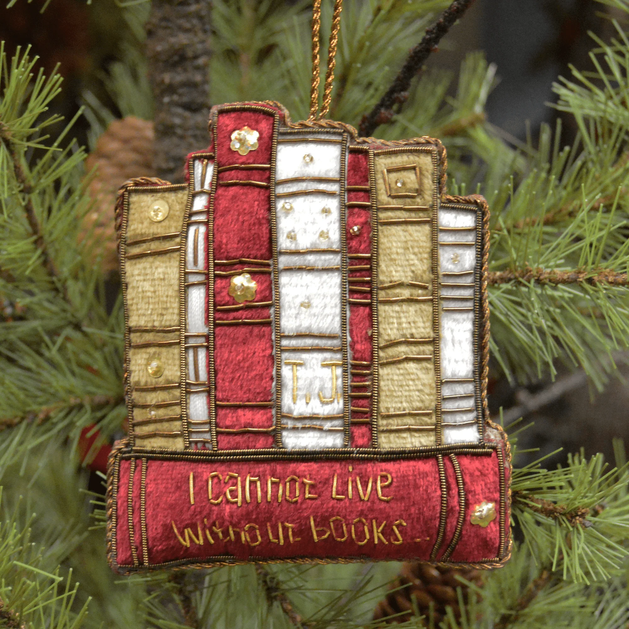 Book Quote Embroidered Ornament - Image 3