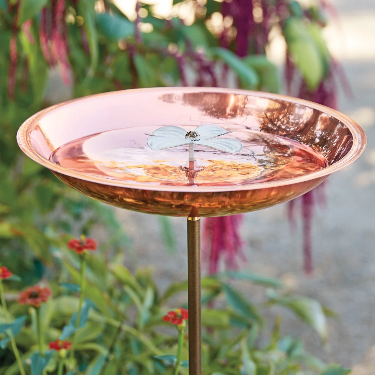 Copper Plated Dogwood Birdbath - Image 2