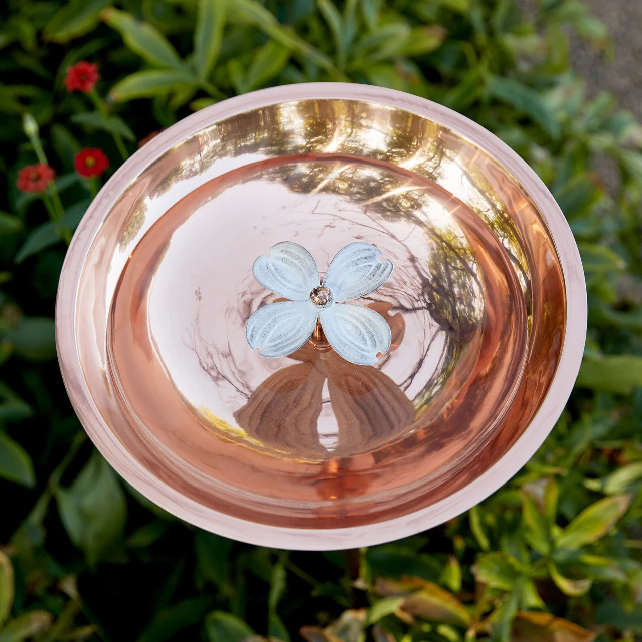 Copper Plated Dogwood Birdbath - Image 3