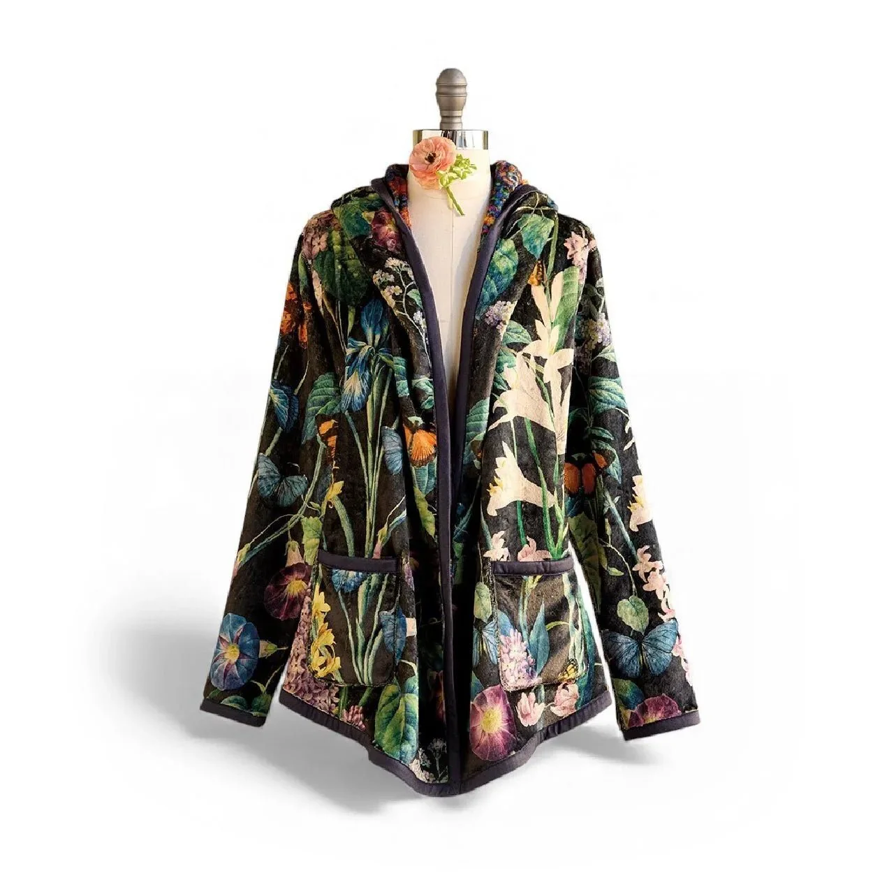 Butterflies & Lilacs Reversible Sherpa Jacket