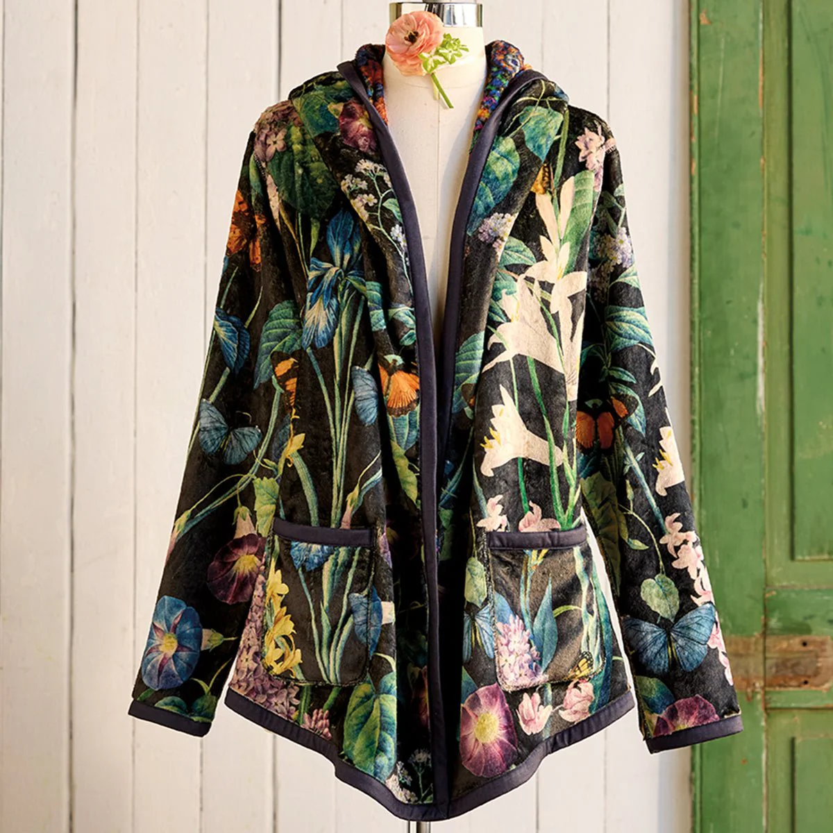 Butterflies & Lilacs Reversible Sherpa Jacket - Image 2