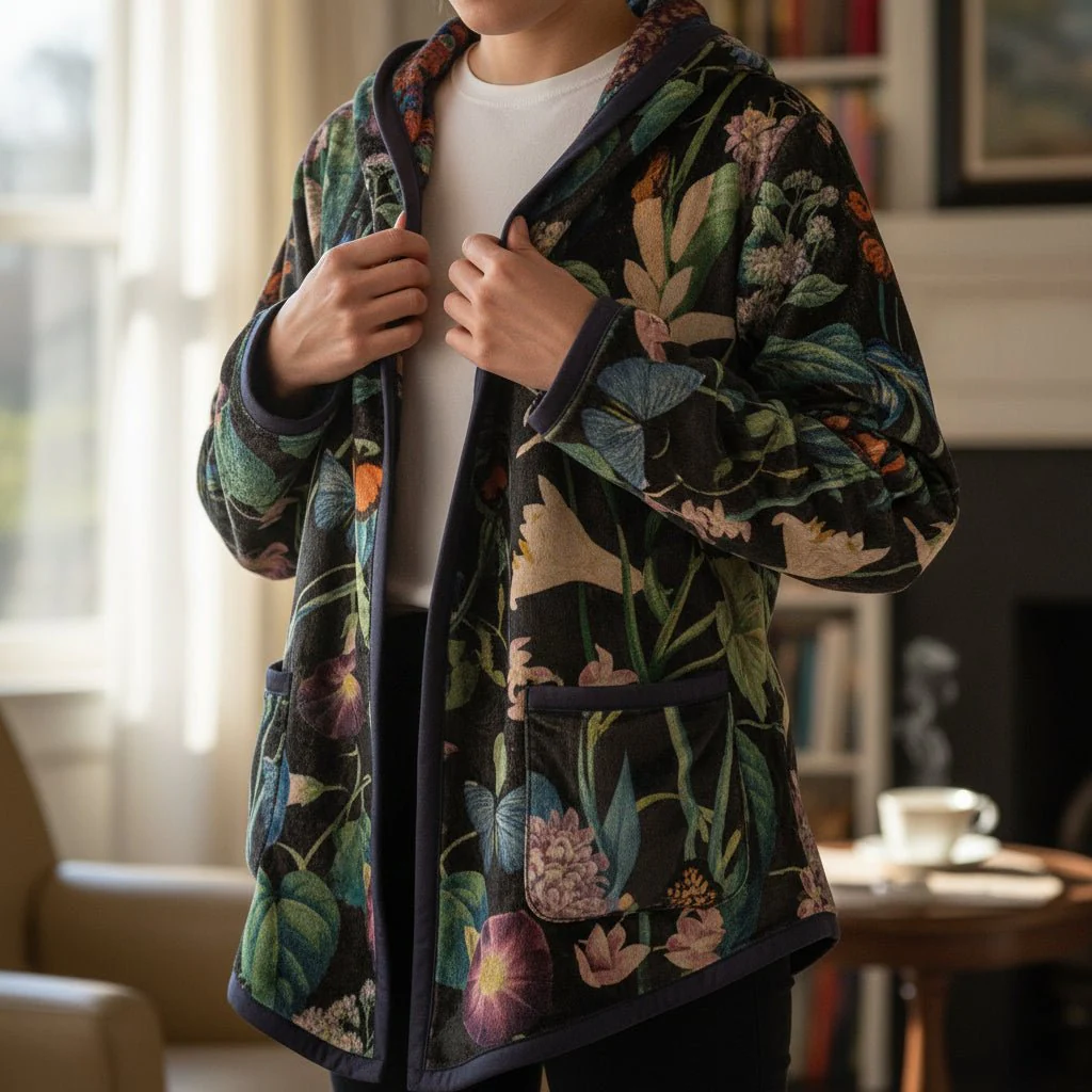 Butterflies & Lilacs Reversible Sherpa Jacket - Image 3