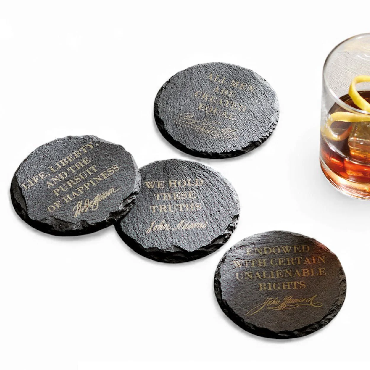 Declaration Slate Coaster Set